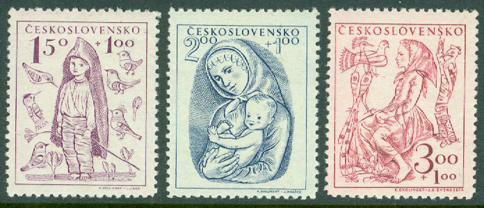 Tjeckoslovakien – M  559-561 Barnhjälp, 3 kpl **