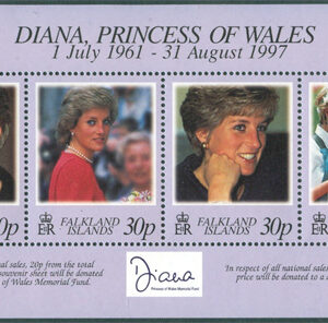 Falkland Islands – M BL  18 Prinsessan Diana död, block kpl **