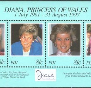 Fiji – M Bl  24 Prinsessan Dianas död, block kpl **