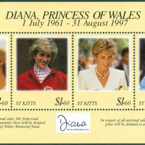 St. Kitts – M BL  18 Prinsessan Dianas död, block kpl **