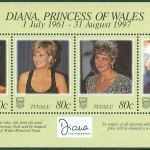 Tuvalu – M BL  62 Prinsessan Diana död, block kpl **