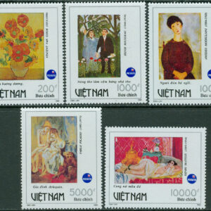 Vietnam – M 2529-2533 Int. frimärksutst. Polska 93, mälningar, 5 kpl **
