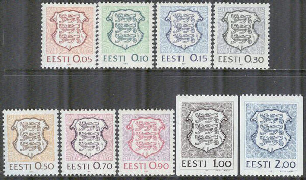 Estland - M  165-173 Bruksmärken - Statsvapen, 9 kpl **