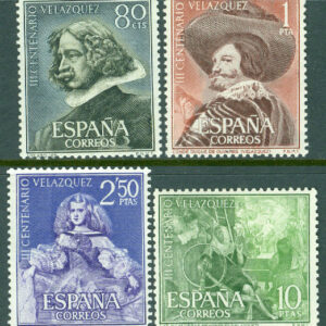 Spanien – M 1235-1238 Diego Rodriguez de Silva Velázquez (1599-1560), konstnär, 4 kpl **