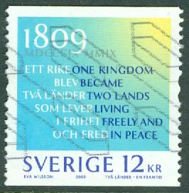 F 2710 Två länder – en framtid 200 år. Engelsk text, 12 kr stpl