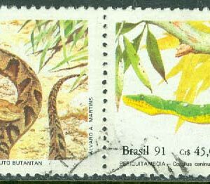 Brasilien – M 2415-2416 Reptiler från Butantane Institute för serumforsknig, par stpl