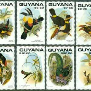 Guyana – M 3188, 3191-3192, 3194, 3197, 3199, 3206, 3208 Fåglar, 8 ol **