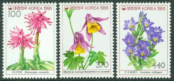 Sydkorea - M 1675-1677 Vildblommor, 3 ol **