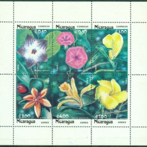 Nicaragua – M 2586-2591 II Blommor bl.a. Matelea quirosii, miniark **