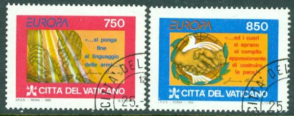 Vatikanen - M 1141-1142 Europa 1995. Fred och frihet, 2 kpl stpl