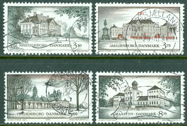 Danmark - F 1100-1103 Danska slott, 4 kpl stpl, ktt