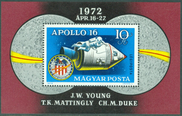 Ungern - M BL  93A Rymdfarkosten Apollo 16, block **