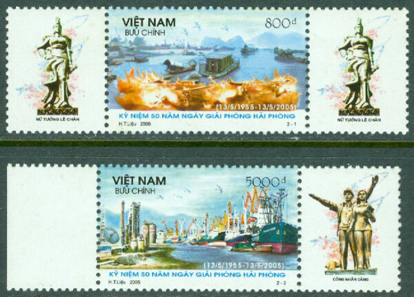 Vietnam - M 3358-3359 50-årsdagen av Hải Phòngs befrielse, 2 kpl + tab **
