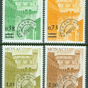 Monaco – M 1301-1304 Byggnader – Klocktorn – Förstämplat – Påtryck, 4 kpl **