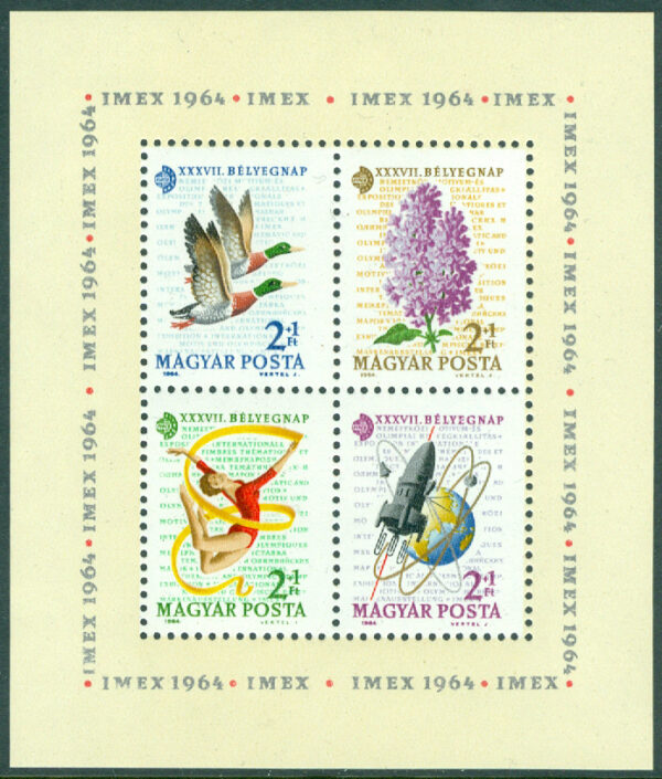Ungern - M BL  42 A Frimärkets Dag 1964, Int frimärksutställning IMEX 1964. Block **