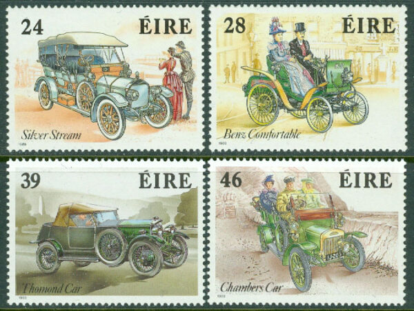 Irland - M  671-674 Historiska bilar, bl.a. Thomond, 4 kpl **