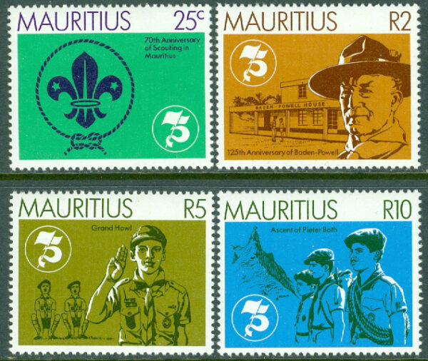 Mauritius - M  536-539 Scoutrörelsen 75 år och på Mauritius 70 år, 4 kpl **