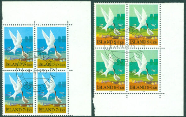 Island - F  506-507 Silvertärna, 2 hörnfyrblock kpl stpl