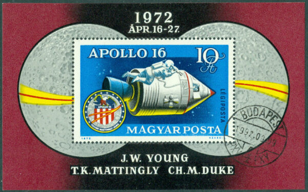 Ungern - M BL  93A Rymdfarkosten Apollo 16, block stpl