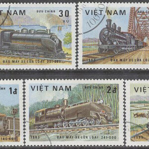 Vietnam – M 1291-1294, 1296 Lokomotiv, bl.a. Typ 231-300, 5 ol stpl