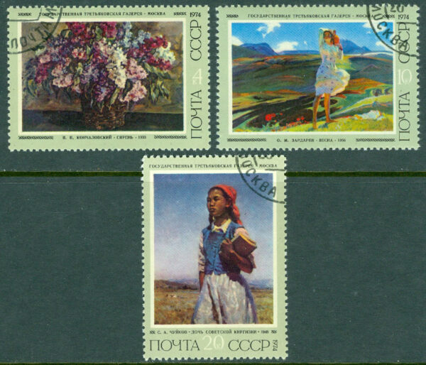 Sovjet - M 4266, 4268, 4270 Sovjetiskt måleri, 3 ol stpl