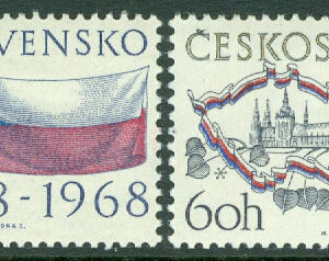 Tjeckoslovakien – M 1829-1830 Tjeckoslovakien 50 år, 2 kpl **