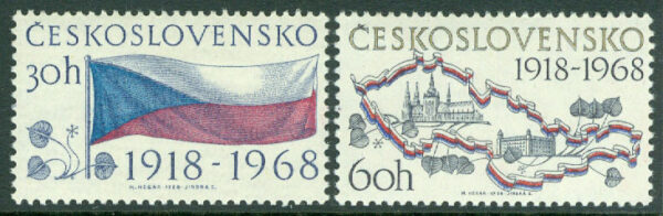 Tjeckoslovakien - M 1829-1830 Tjeckoslovakien 50 år, 2 kpl **