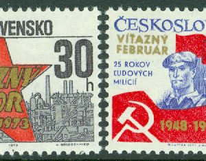 Tjeckoslovakien – M 2124-2125 25-årsdagen av kuppen i februari 1948 och folkmilisen, 2 kpl **