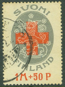 Finland – F  108 Röda Korset – Finlands vapen, 1 kpl stpl