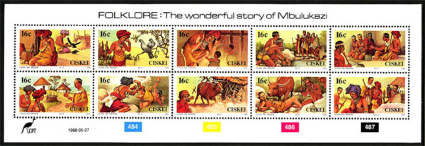Ciskei - M  131-140 "Den underbara historien om Mbulukazi ", miniark kpl **