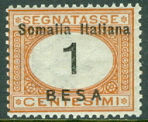 Italienska Somaliland – M L   23 Lösenfrimärke. Påtryck Somalia Italiana 1 BESA **