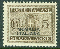 Italienska Somaliland – M L   42 Lösenfrimärke. Påtryck SOMALIA ITALIANA. 5 C **