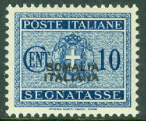 Italienska Somaliland – M L   43 Lösenfrimärke. Påtryck SOMALIA ITALIANA. 10 C **