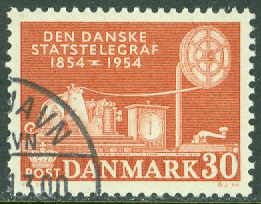 Danmark – F  372 Telegrafverket 100 år, 1 kpl stpl
