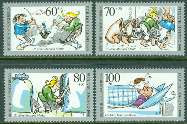 Berlin - M  868-871 Ungdom - Max und Moritz 125 år, 4 kpl **