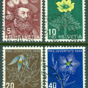 Schweiz – M  541-544 Pro Juventute 1949, Niklaus von Wengi och blommor, 4 kpl stpl