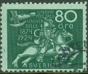 F  222 Världspostföreningen 80 öre stpl, kt