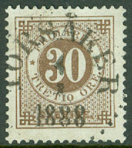 F   47 Ringtyp posthorn 30 öre. Prakt TORSÅKER 4.1 1888  (X/Häl)