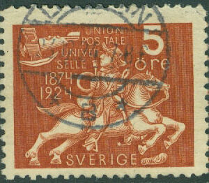 F  211 Världspostföreningen UPU 50 år, 5 öre stpl