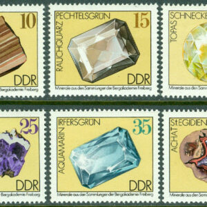 DDR – M 2006-2011 Mineraler från samlingarna av Bergakademie Freiberg (III), 6 kpl **
