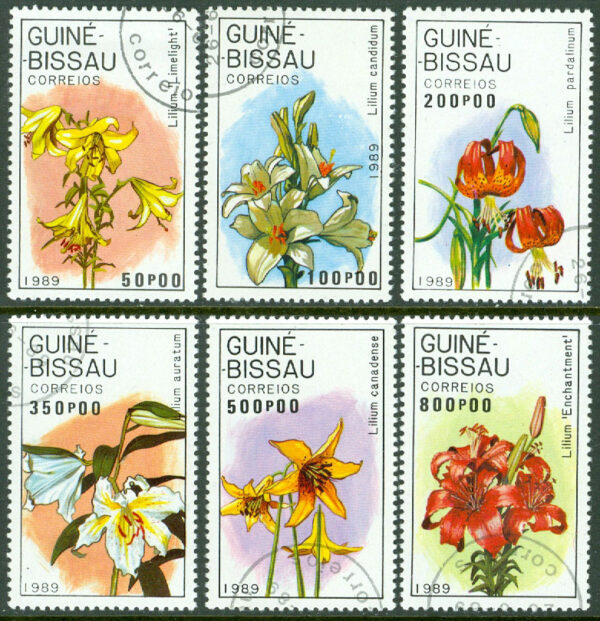 Guinea-Bissau - M 1049-1054 Liljor, 6 ol stpl