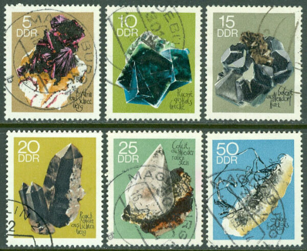 DDR - M 1468-1473 Mineraler från samlingarna hos Bergsakademin i Freiburg, 6 kpl stpl