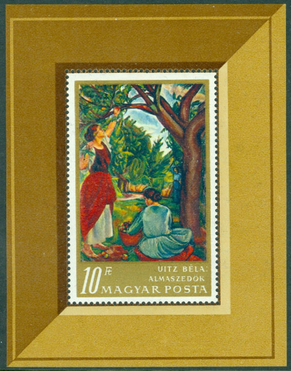 Ungern - M BL  61 A "Äppelplockare" målning av Béla Uitz (1887-1972), block **