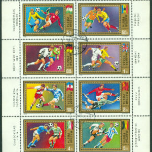 Ungern – M 2751-2758 EM i fotboll 1972 i Belgien, 8 kpl i miniark stpl
