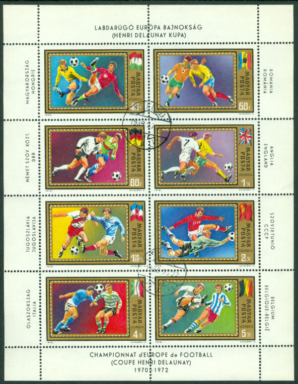 Ungern - M 2751-2758 EM i fotboll 1972 i Belgien, 8 kpl i miniark stpl