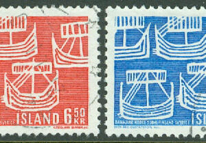 Island – F  463-464 Norden II. Postsamarbete, vikingaskepp, 2 kpl stpl