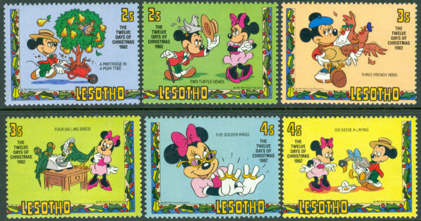 Lesotho - M  402-407 Disney - Julens tolv dagar, 6 ol **