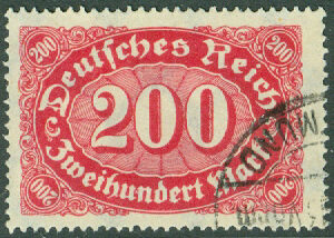 Deutsches Reich – M  248 Siffror i tvärgående oval, 200 M stpl