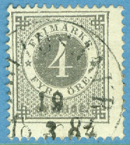 F   29 Ringtyp 4 öre t. 13 ,  stpl  19.3 1884
