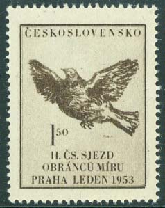 Tjeckoslovakien – M  776 Fredskongress i Prag. Fredsduva av P Picasso, 1.50 Kc **